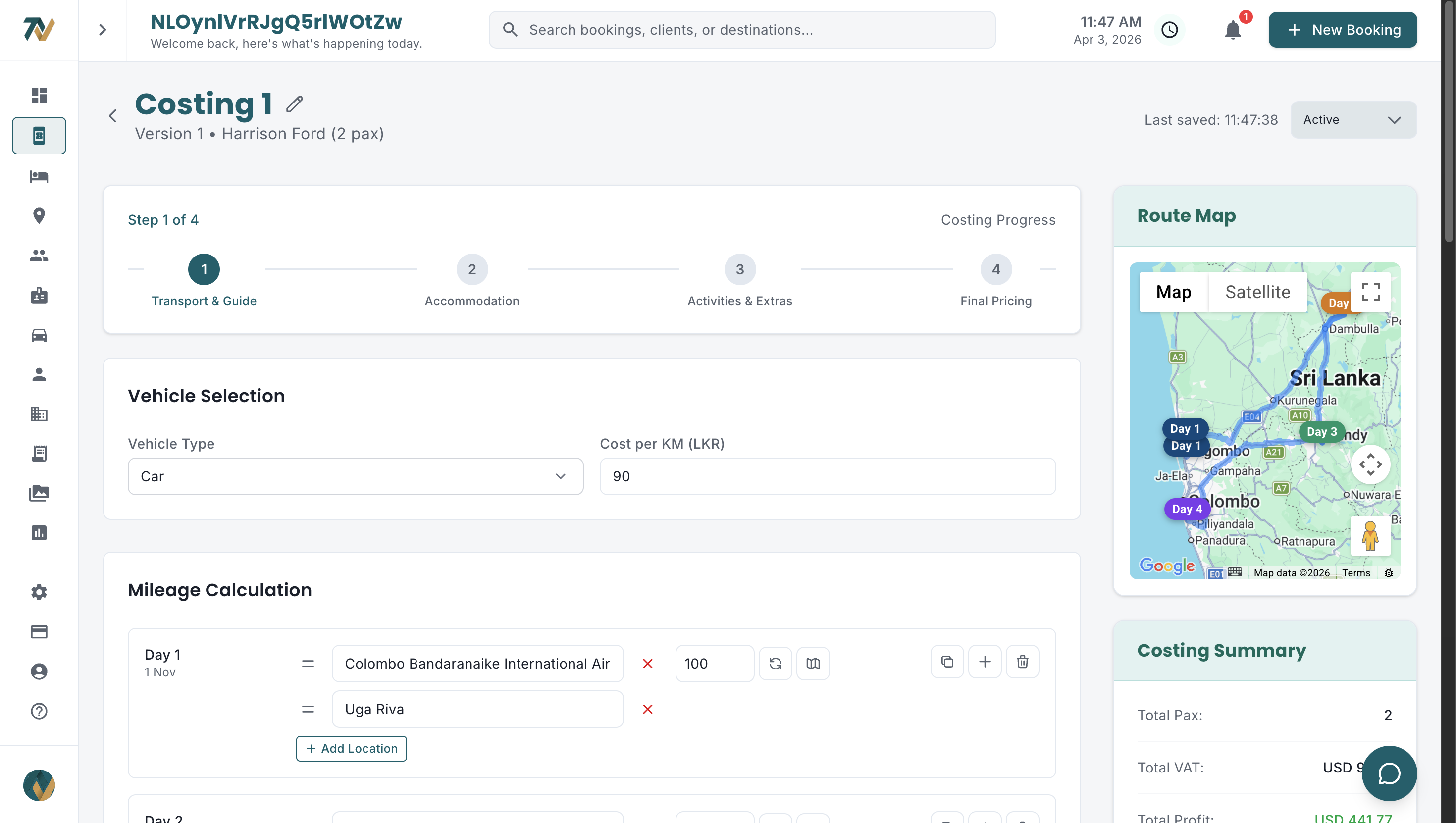 Travify booking management interface for DMC operations